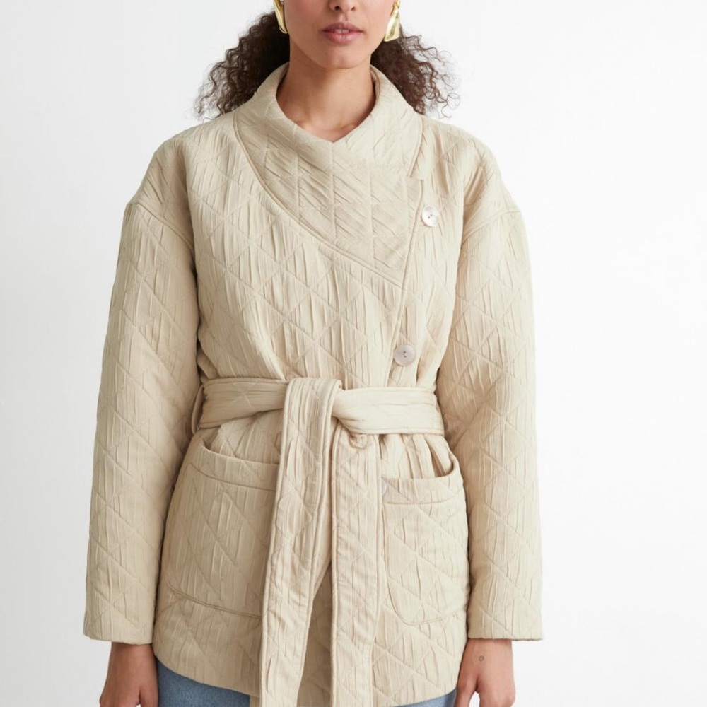 & other stories quilted wrap coat jacket
